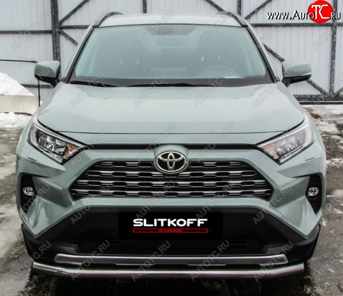 10 749 р. Защита переднего бампера Slitkoff (Ø57 мм)  Toyota RAV4  XA50 (2018-2025) 5 дв. дорестайлинг (Нержавейка)  с доставкой в г. Пермь
