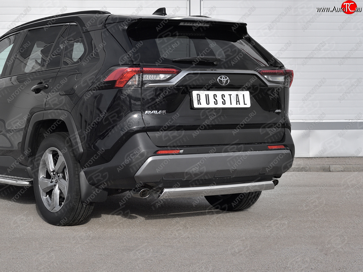 12 299 р. Защита заднего бампера (Ø75х42 мм, нержавейка) Russtal Toyota RAV4 XA50 5 дв. дорестайлинг (2018-2025)  с доставкой в г. Пермь
