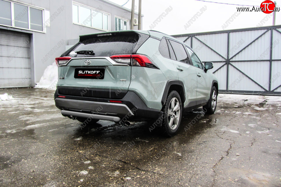 6 399 р. Защита заднего бампера Slitkoff (Ø57 мм)  Toyota RAV4  XA50 (2018-2025) 5 дв. дорестайлинг (Сталь с полимерным покрытием в цвет: серебристый)  с доставкой в г. Пермь