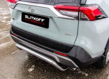 10 749 р. Защита заднего бампера D57 cкоба Slitkoff Toyota RAV4 XA50 5 дв. дорестайлинг (2018-2025) (Нержавейка полированная)  с доставкой в г. Пермь. Увеличить фотографию 2
