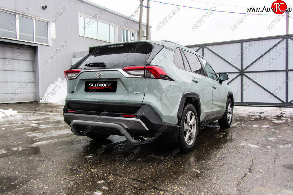 7 499 р. Защита заднего бампера Slitkoff (Ø57 мм, скоба)  Toyota RAV4  XA50 (2018-2025) 5 дв. дорестайлинг (Сталь с полимерным покрытием в цвет: серебристый)  с доставкой в г. Пермь