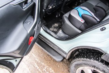 13 349 р. Пороги алюминиевые Slitkoff  Toyota RAV4  XA50 (2018-2025) 5 дв. дорестайлинг (Optima Black )  с доставкой в г. Пермь. Увеличить фотографию 5
