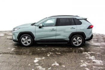 13 349 р. Пороги алюминиевые Slitkoff  Toyota RAV4  XA50 (2018-2025) 5 дв. дорестайлинг (Optima Black )  с доставкой в г. Пермь. Увеличить фотографию 4