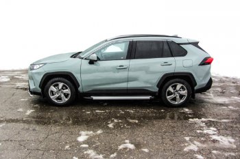 13 349 р. Пороги алюминиевые Slitkoff  Toyota RAV4  XA50 (2018-2025) 5 дв. дорестайлинг (Optima Silver)  с доставкой в г. Пермь. Увеличить фотографию 2