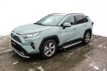 17 399 р. Пороги алюминиевые Slitkoff  Toyota RAV4  XA50 (2018-2025) 5 дв. дорестайлинг (Standart Silver)  с доставкой в г. Пермь. Увеличить фотографию 2
