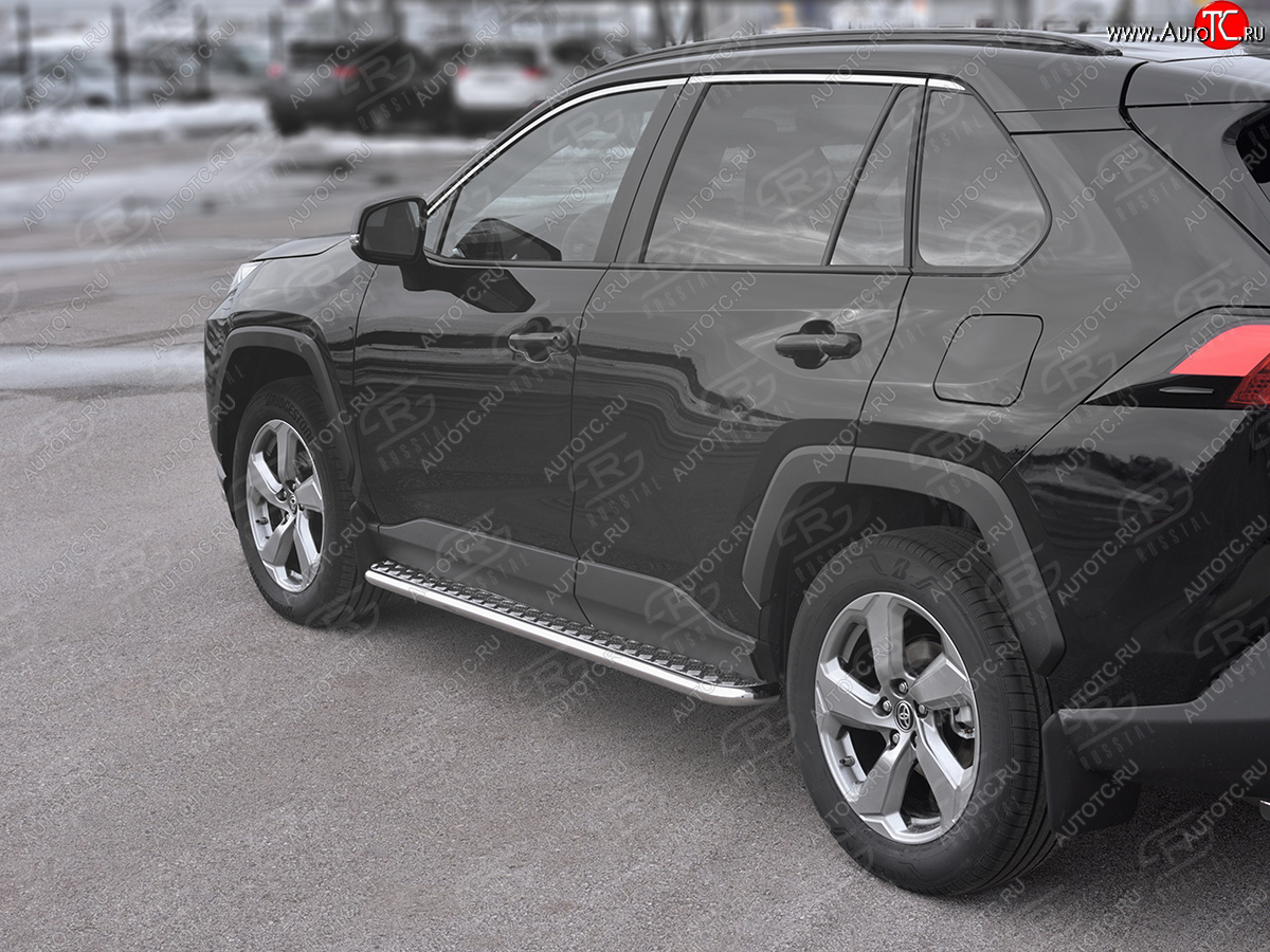 24 649 р. Пороги SLITKOFF d42 с листом  Toyota RAV4  XA50 (2018-2025) 5 дв. дорестайлинг (лист алюминий, труба нержавейка)  с доставкой в г. Пермь