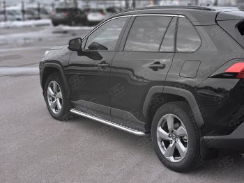22 999 р. Пороги SLITKOFF d42 с листом  Toyota RAV4  XA50 (2018-2025) 5 дв. дорестайлинг (лист алюминий, труба сталь)  с доставкой в г. Пермь. Увеличить фотографию 2