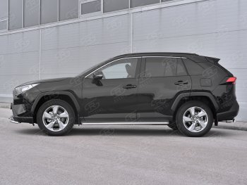 35 549 р. Пороги SLITKOFF d42 с листом  Toyota RAV4  XA50 (2018-2025) 5 дв. дорестайлинг (лист нержавейка, труба нержавейка)  с доставкой в г. Пермь. Увеличить фотографию 3