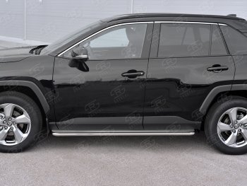 35 549 р. Пороги SLITKOFF d42 с листом  Toyota RAV4  XA50 (2018-2025) 5 дв. дорестайлинг (лист нержавейка, труба нержавейка)  с доставкой в г. Пермь. Увеличить фотографию 2