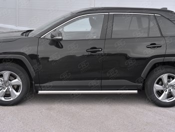 Защита порогов на SLITKOFF труба d63 Toyota RAV4  XA50 (2018-2025) 5 дв. дорестайлинг (защита порогов со скосами на торцах)
