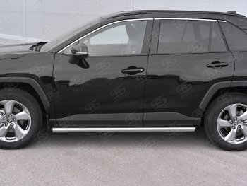 Защита порогов на SLITKOFF труба d63 Toyota RAV4  XA50 (2018-2025) 5 дв. дорестайлинг (защита порогов с заглушками на торцах)