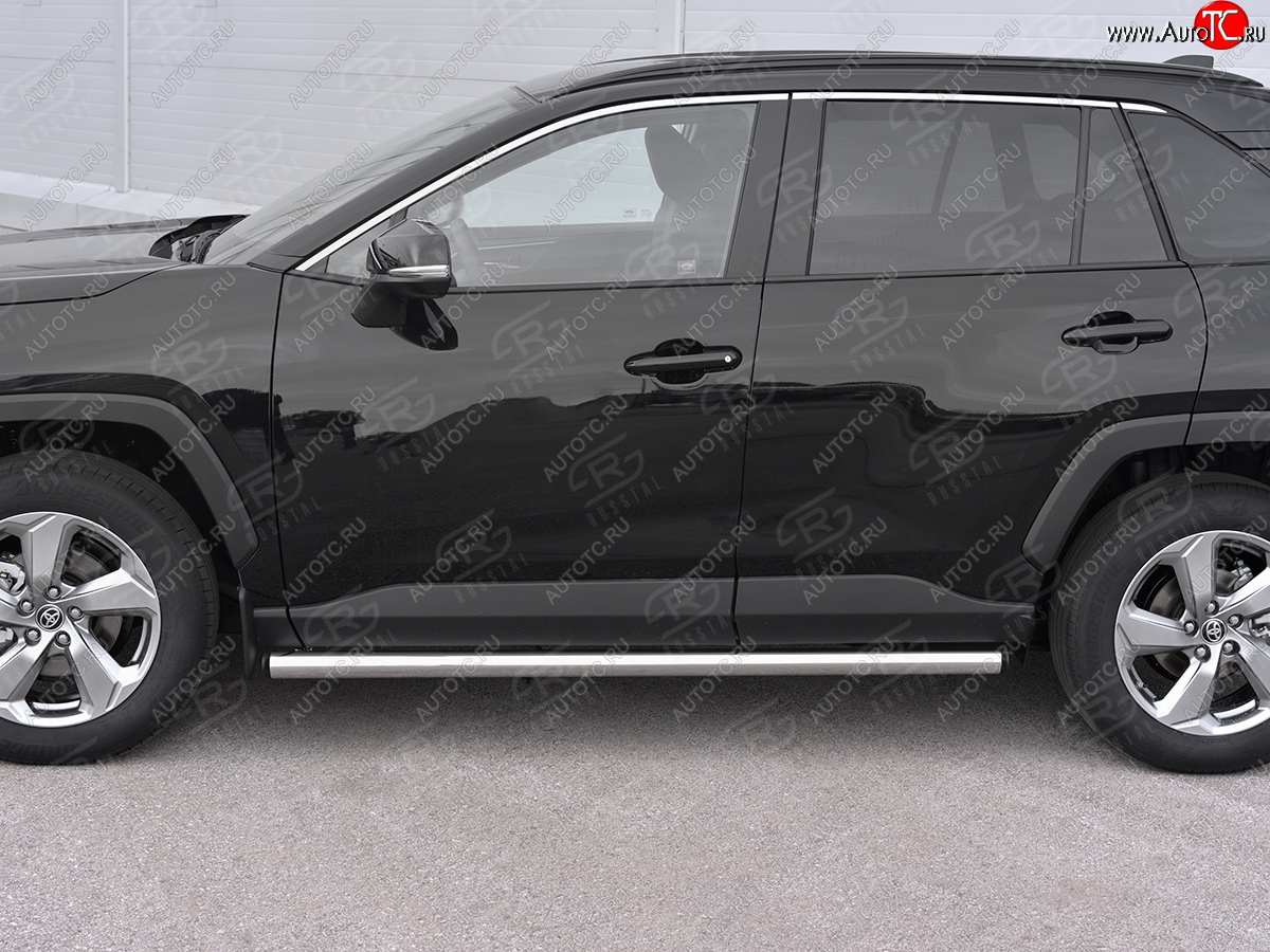 18 799 р. Защита порогов на SLITKOFF труба d63 Toyota RAV4 XA50 5 дв. дорестайлинг (2018-2025) (защита порогов с заглушками на торцах)  с доставкой в г. Пермь