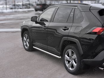 Защита порогов на SLITKOFF труба d63 Toyota RAV4  XA50 (2018-2025) 5 дв. дорестайлинг (защита порогов с закругленными торцами)