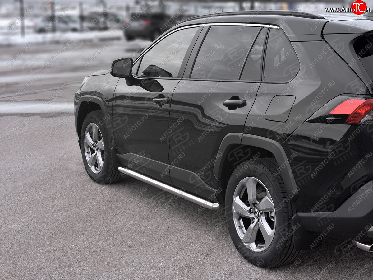 19 999 р. Защита порогов на SLITKOFF труба d63  Toyota RAV4  XA50 (2018-2025) 5 дв. дорестайлинг (защита порогов с закругленными торцами)  с доставкой в г. Пермь