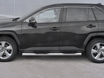 24 549 р. Защита порогов на SLITKOFF d76 с накладкой  Toyota RAV4  XA50 (2018-2025) 5 дв. дорестайлинг (защита порогов со скосами на торцах)  с доставкой в г. Пермь. Увеличить фотографию 3