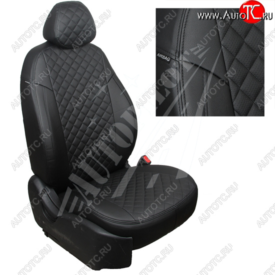 8 749 р. Чехлы сидений AUTOPILOT Экокожа Ромб (40/60, с вырезом под подлокотник). Toyota RAV4 XA50 5 дв. дорестайлинг (2018-2025) (Черный + Черный)  с доставкой в г. Пермь