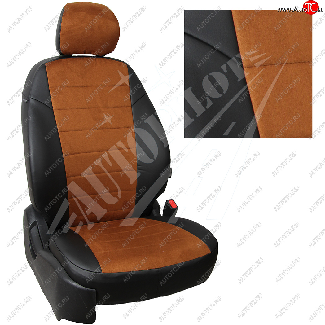 13 849 р. Чехлы сидений AUTOPILOT Алькантара (40/60, с вырезом под подлокотник)  Toyota RAV4  XA50 (2018-2025) 5 дв. дорестайлинг (Черный + Коричневый)  с доставкой в г. Пермь