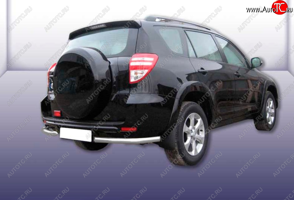 5 949 р. Защита заднего бампера Slitkoff (Ø 57 мм, уголки)  Toyota RAV4  XA30 (2009-2010) 5 дв. удлиненный 1-ый рестайлинг (Сталь с полимерным покрытием. Цвет: серебристый)  с доставкой в г. Пермь