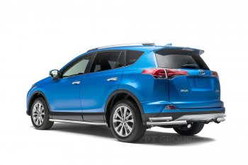 Порожки для ног из трубы Ø51 с алюминиевой площадкой Petroil Tuning Toyota RAV4  XA40 (2012-2019) 5 дв. дорестайлинг, 5 дв. рестайлинг (Нержавеющая полированная сталь)
