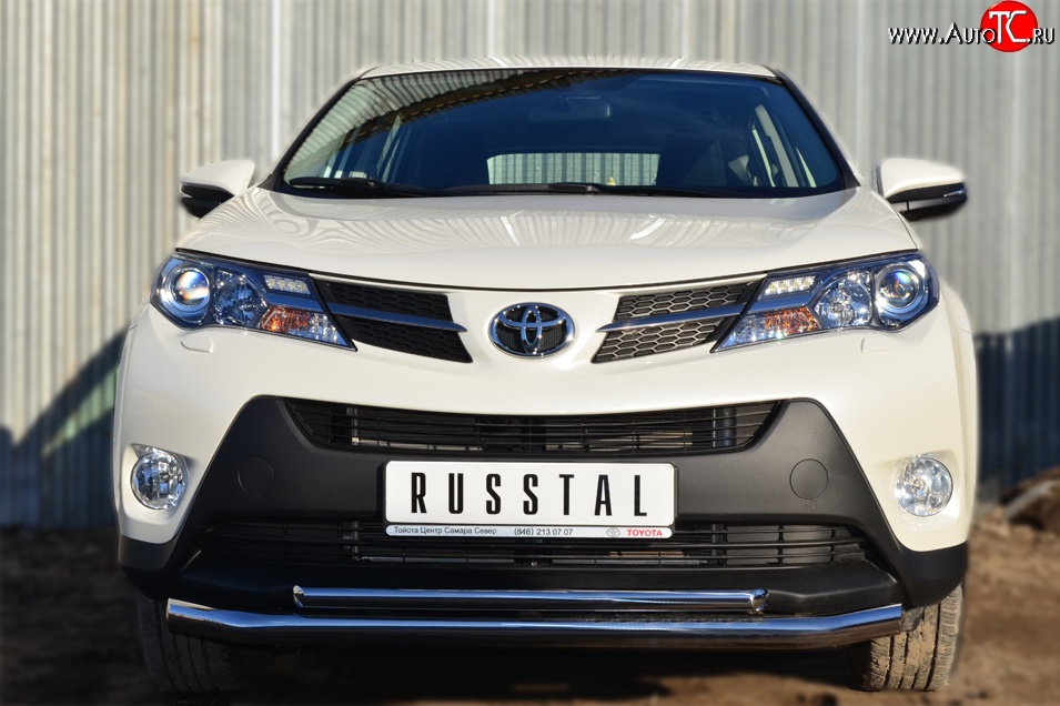 17 799 р. Защита переднего бампера (2 трубыØ63 и 42 мм, нержавейка) SLITKOFF  Toyota RAV4  XA40 (2012-2015) 5 дв. дорестайлинг  с доставкой в г. Пермь