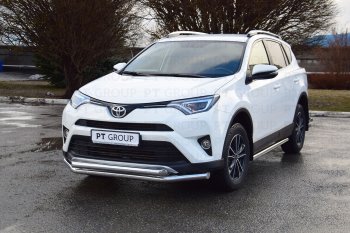 23 799 р. Защита переднего бампера двойная из труб d63/63 мм Petroil Tuning  Toyota RAV4  XA40 (2015-2019) 5 дв. рестайлинг (Нержавеющая полированная сталь)  с доставкой в г. Пермь. Увеличить фотографию 2