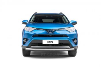 Защита переднего бампера одинарная из трубы d63 мм Petroil Tuning Toyota RAV4  XA40 (2015-2019) 5 дв. рестайлинг (Нержавеющая полированная сталь)
