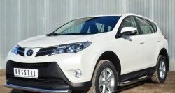 83 999 р. Защита порогов с пластиковыми вставками для ног из круглой трубы диаметром 76 мм Russtal Toyota RAV4 XA40 5 дв. дорестайлинг (2012-2015) (Защита порогов с со скосами на торцах (вариант 1))  с доставкой в г. Пермь. Увеличить фотографию 4