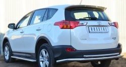 16 999 р. Защита заднего бампера (Ø63 и 42 мм, нержавейка) SLITKOFF  Toyota RAV4  XA40 (2012-2015) 5 дв. дорестайлинг  с доставкой в г. Пермь. Увеличить фотографию 2