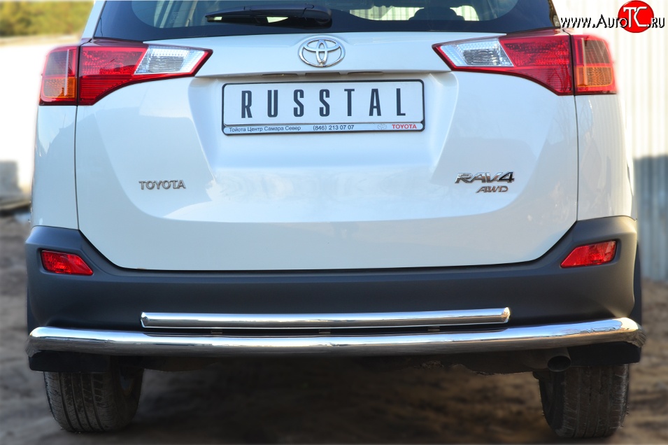 16 999 р. Защита заднего бампера (Ø63 и 42 мм, нержавейка) SLITKOFF  Toyota RAV4  XA40 (2012-2015) 5 дв. дорестайлинг  с доставкой в г. Пермь