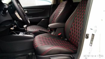 19 649 р. Чехлы для сидений Lord Autofashion Байрон (экокожа) Toyota RAV4 XA40 5 дв. дорестайлинг (2012-2015) (Чёрный, вставка чёрная, строчка красная)  с доставкой в г. Пермь. Увеличить фотографию 4