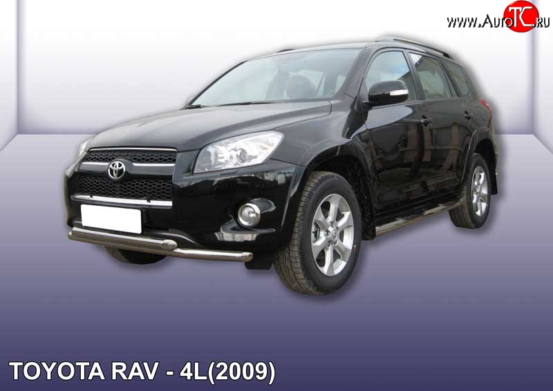 13 099 р. Двойная защита переднего бампера из труб диаметрами по 57 мм Slitkoff Toyota RAV4 XA30 5 дв. удлиненный 1-ый рестайлинг (2009-2010) (Цвет: нержавеющая полированная сталь)  с доставкой в г. Пермь