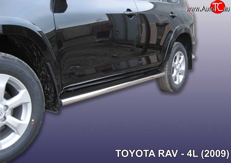 14 449 р. Защита порогов из круглой трубы диаметром 57 мм Slitkoff  Toyota RAV4  XA30 (2003-2010) 5 дв. удлиненный дорестайлинг, 5 дв. удлиненный 1-ый рестайлинг (Цвет: нержавеющая полированная сталь)  с доставкой в г. Пермь
