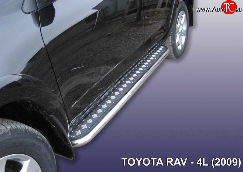 16 999 р. Широкая защита порогов с трубой диаметром 57 мм Slitkoff Toyota RAV4 XA30 5 дв. удлиненный 1-ый рестайлинг (2009-2010) (Цвет: нержавеющая полированная сталь)  с доставкой в г. Пермь