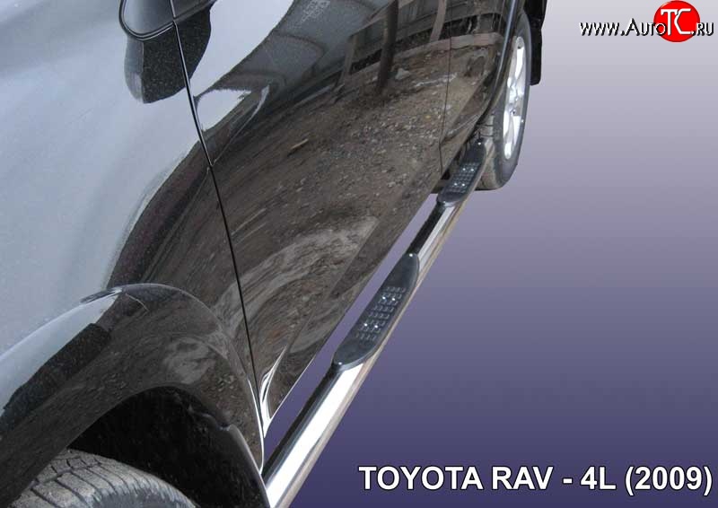 17 649 р. Защита порогов из трубы d76 мм с пластиковыми вставками для ног Slitkoff  Toyota RAV4  XA30 (2003-2010) 5 дв. удлиненный дорестайлинг, 5 дв. удлиненный 1-ый рестайлинг (Цвет: нержавеющая полированная сталь)  с доставкой в г. Пермь