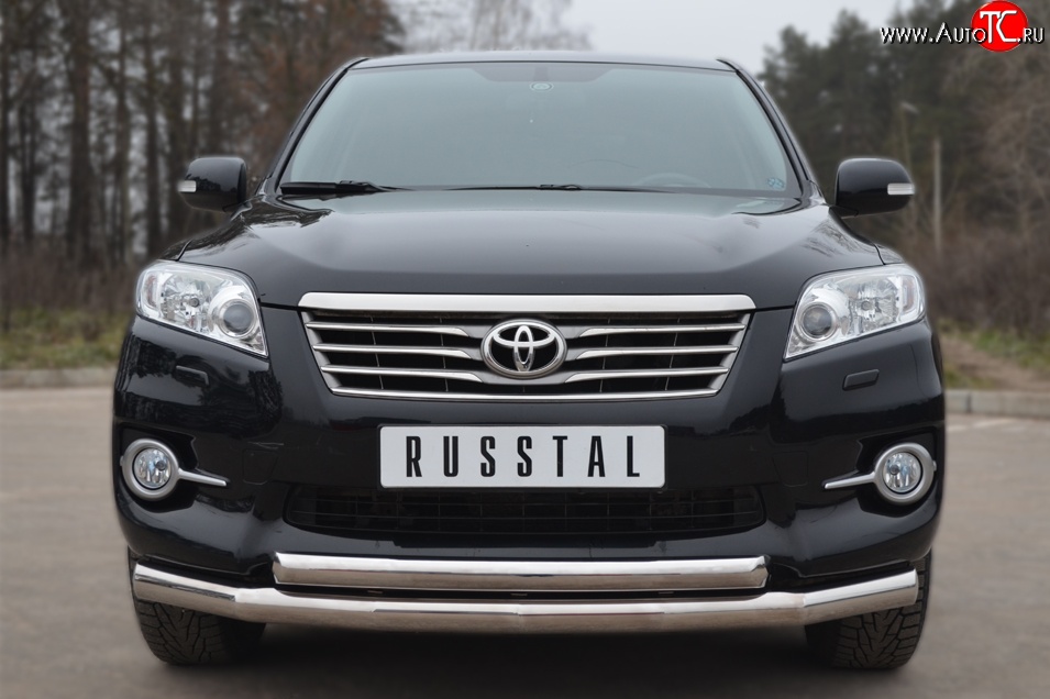 21 449 р. Защита переднего бампера (2 трубыØ76 и 63 мм, нержавейка) SLITKOFF  Toyota RAV4  XA30 (2010-2013) 5 дв. 2-ой рестайлинг  с доставкой в г. Пермь
