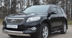 16 849 р. Защита переднего бампера (2 трубыØ75х42 мм, нержавейка) Russtal Toyota RAV4 XA30 5 дв. 2-ой рестайлинг (2010-2013)  с доставкой в г. Пермь. Увеличить фотографию 4