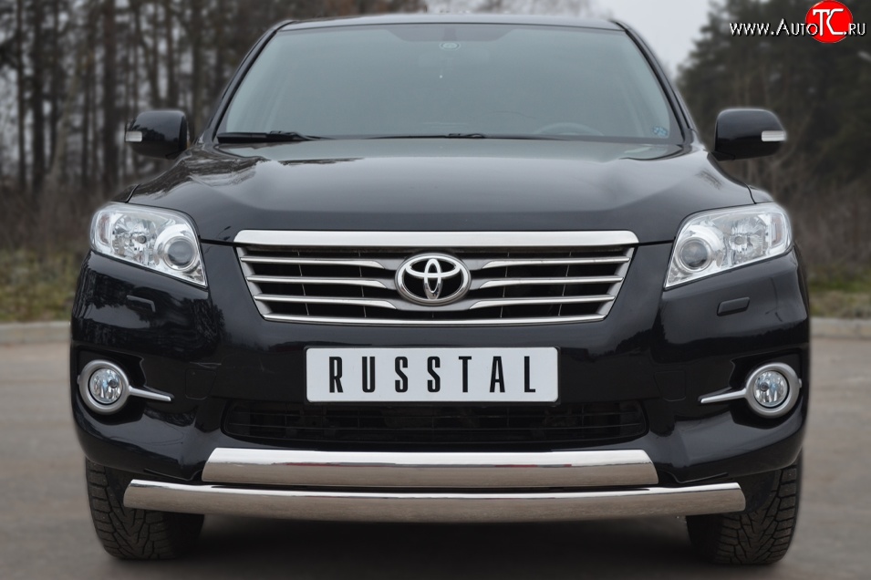 16 849 р. Защита переднего бампера (2 трубыØ75х42 мм, нержавейка) Russtal Toyota RAV4 XA30 5 дв. 2-ой рестайлинг (2010-2013)  с доставкой в г. Пермь