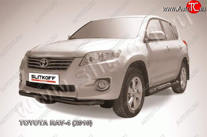 7 399 р. Защита переднего бампер Slitkoff Toyota RAV4 XA30 5 дв. 2-ой рестайлинг (2010-2013) (Цвет: серебристый)  с доставкой в г. Пермь