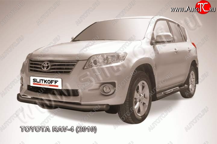 8 499 р. Защита переднего бампер Slitkoff Toyota RAV4 XA30 5 дв. 2-ой рестайлинг (2010-2013) (Цвет: серебристый)  с доставкой в г. Пермь