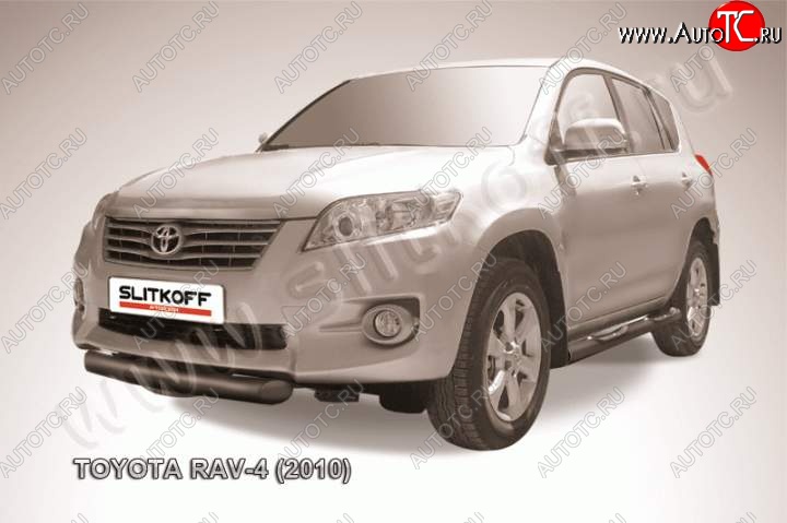 7 749 р. Защита переднего бампер Slitkoff Toyota RAV4 XA30 5 дв. 2-ой рестайлинг (2010-2013) (Цвет: серебристый)  с доставкой в г. Пермь