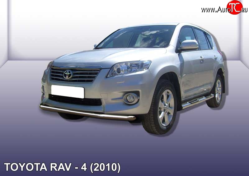 10 599 р. Одинарная защита переднего бампера из трубы диаметром 57 мм Slitkoff Toyota RAV4 XA30 5 дв. 2-ой рестайлинг (2010-2013) (Цвет: нержавеющая полированная сталь)  с доставкой в г. Пермь