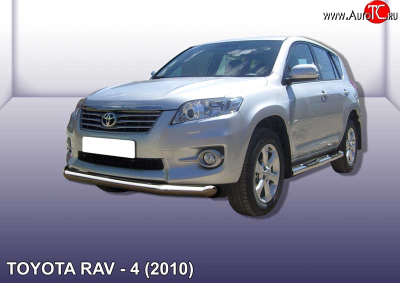 11 999 р. Одинарная защита переднего бампера диаметром 76 мм Slitkoff Toyota RAV4 XA30 5 дв. 2-ой рестайлинг (2010-2013) (Цвет: нержавеющая полированная сталь)  с доставкой в г. Пермь