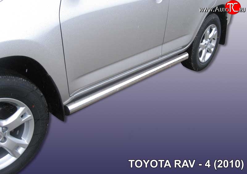 13 649 р. Защита порогов из круглой трубы диаметром 76 мм Slitkoff Toyota RAV4 XA30 5 дв. 2-ой рестайлинг (2010-2013) (Цвет: нержавеющая полированная сталь)  с доставкой в г. Пермь