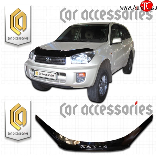 2 199 р. Дефлектор капота CA-Plastic  Toyota RAV4  CA20 (2000-2005) 5 дв. дорестайлинг, 5 дв. рестайлинг (Classic черный, Без надписи)  с доставкой в г. Пермь