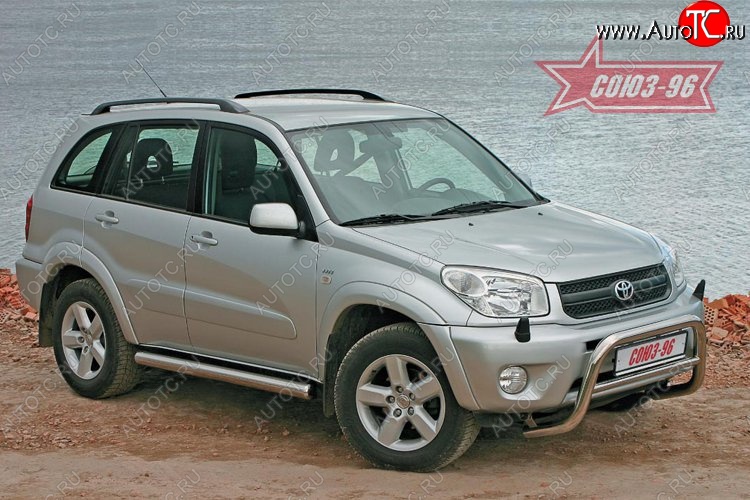 9 539 р. Защита переднего бампера Souz-96 (d60) Toyota RAV4 CA20 3 дв. дорестайлинг (2000-2003)  с доставкой в г. Пермь