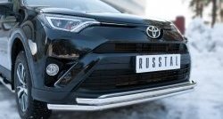 17 549 р. Защита переднего бампера (2 трубыØ42 мм, нержавейка) SLITKOFF Toyota RAV4 XA40 5 дв. рестайлинг (2015-2019)  с доставкой в г. Пермь. Увеличить фотографию 2