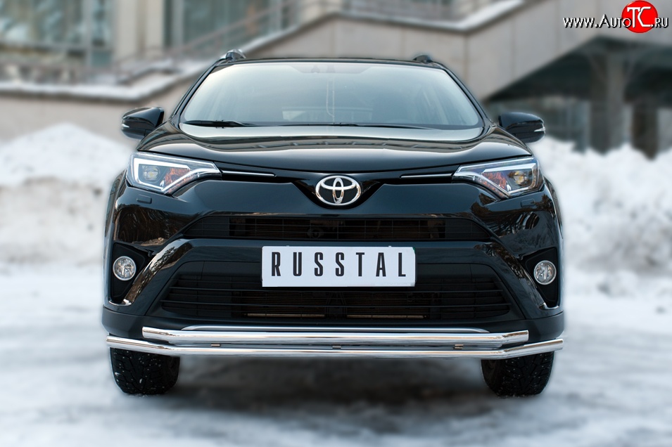 17 549 р. Защита переднего бампера (2 трубыØ42 мм, нержавейка) SLITKOFF Toyota RAV4 XA40 5 дв. рестайлинг (2015-2019)  с доставкой в г. Пермь