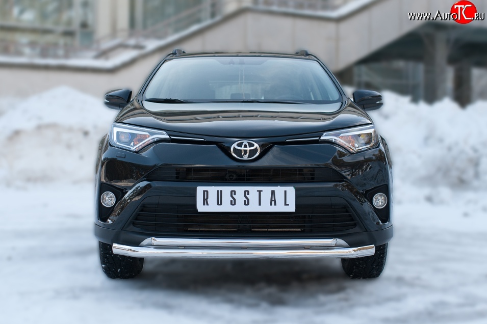 19 549 р. Защита переднего бампера (2 трубыØ63 и 42 мм, нержавейка) SLITKOFF Toyota RAV4 XA40 5 дв. рестайлинг (2015-2019)  с доставкой в г. Пермь