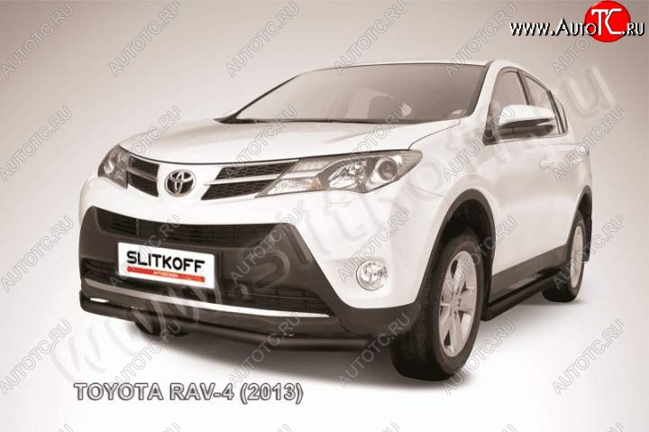 7 499 р. Защита переднего бампер Slitkoff Toyota RAV4 XA40 5 дв. дорестайлинг (2012-2015) (Цвет: серебристый)  с доставкой в г. Пермь
