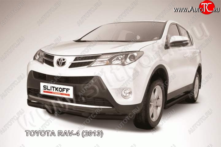 9 599 р. Защита переднего бампер Slitkoff  Toyota RAV4  XA40 (2012-2015) 5 дв. дорестайлинг (Цвет: серебристый)  с доставкой в г. Пермь